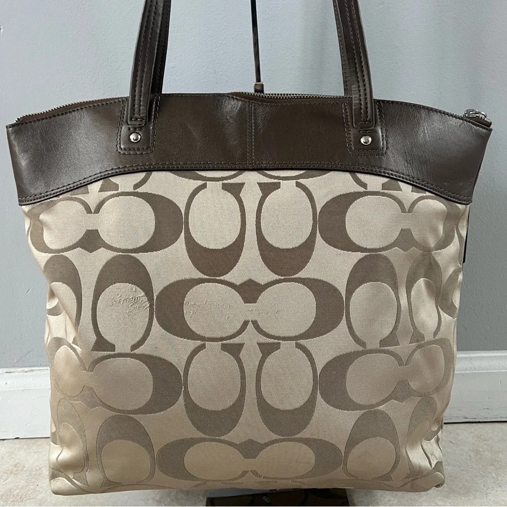 Coach Laura Signature Large Tote Shoulder Bag Brown Metallic Leather 18335 - Picture 5 of 15